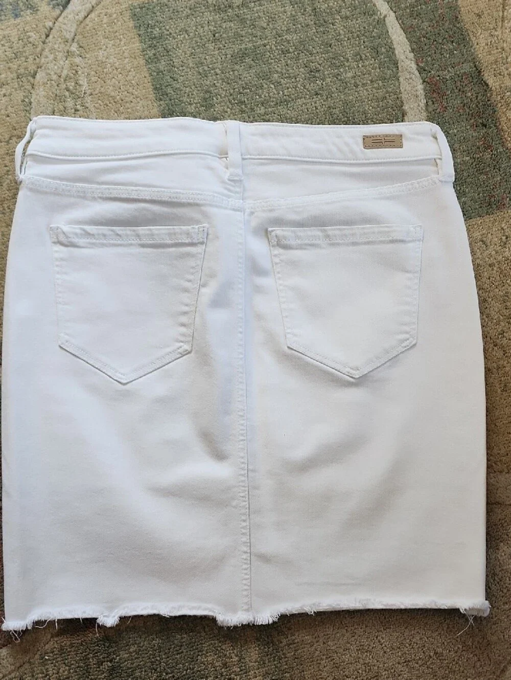 Liverpool White Denim Frayed Hem Mini Skirt
